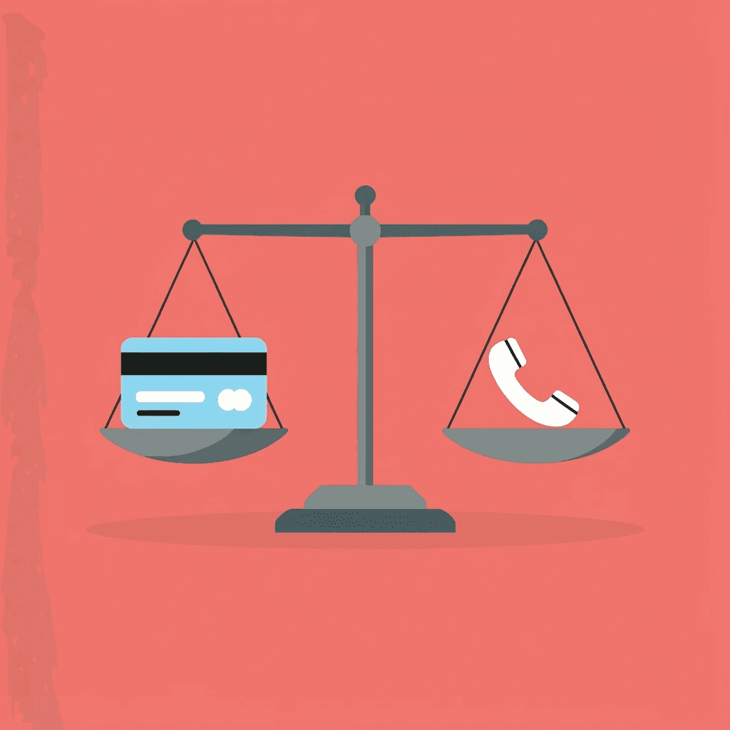 Balance scale comparing traditional static business cards on one side with Mobilo's instantly updated digital cards on the other