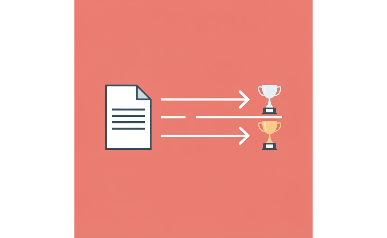 One path splitting into two directions - one leading to generic formatting, one to strategic brand identity