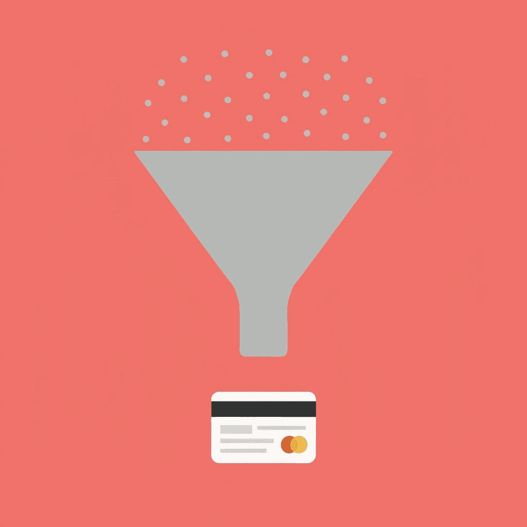 Funnel showing many business cards going in but few actual contacts making it through to CRM due to manual entry friction