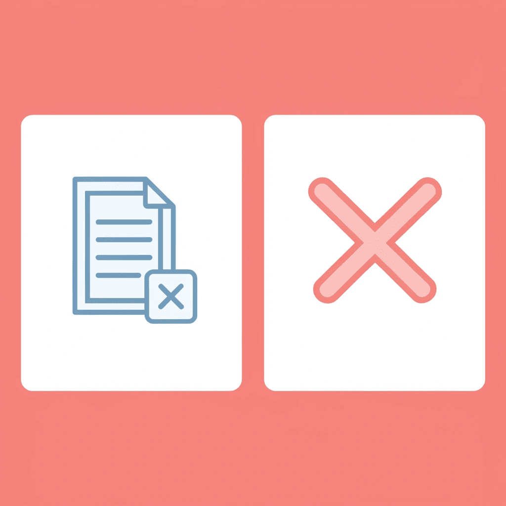 Before and after comparison: lost business cards on left with X, organized digital contacts on right with checkmark - Best Business Card Apps