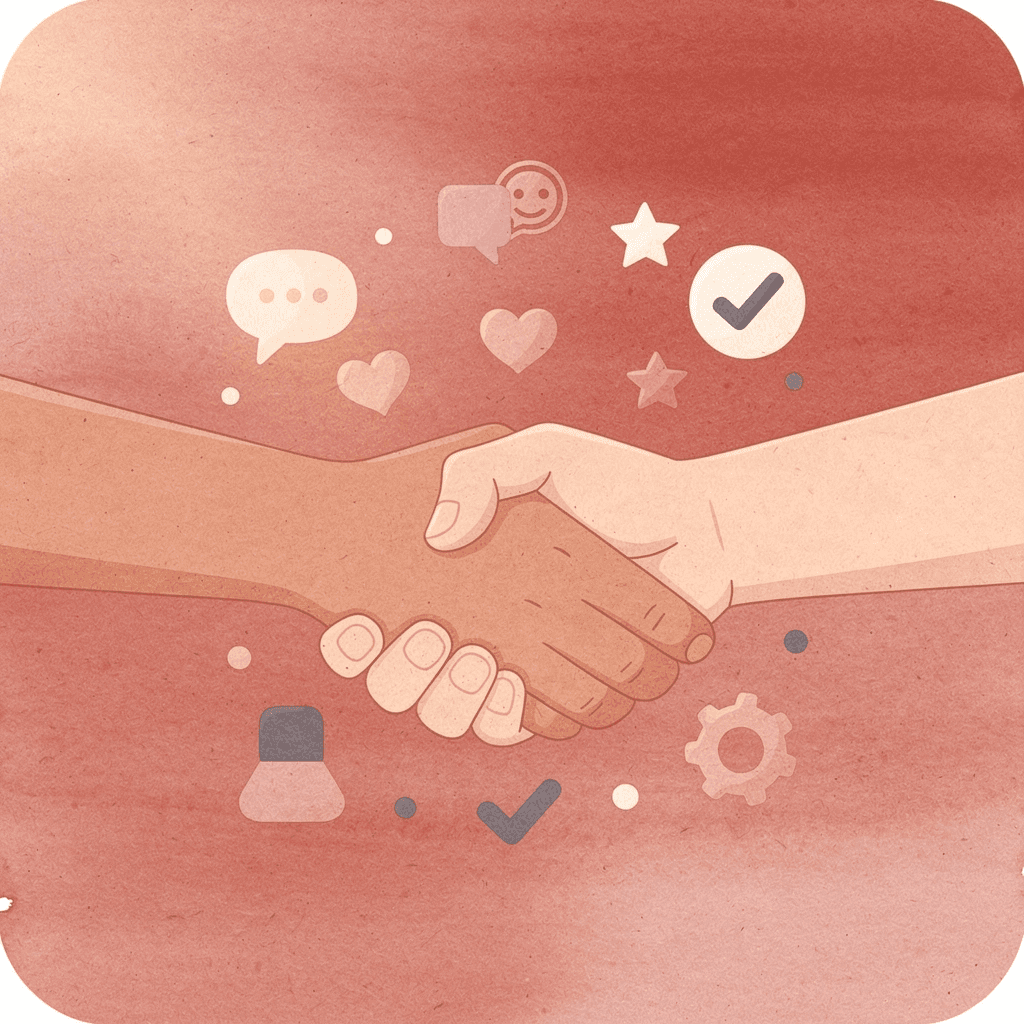 Hands connecting with floating contact information icons - How to Use Digital Business Cards