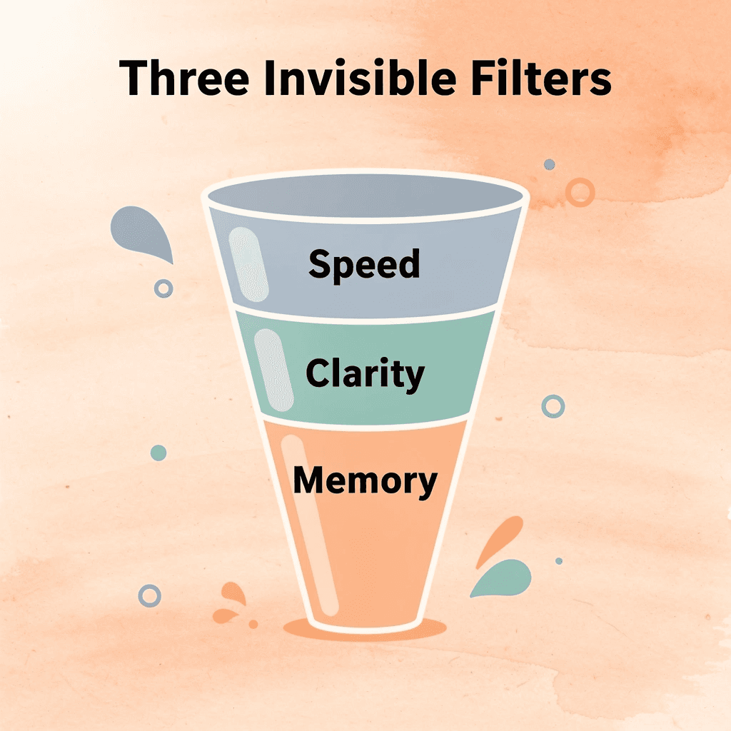 Funnel diagram showing the three invisible filters that determine card retention