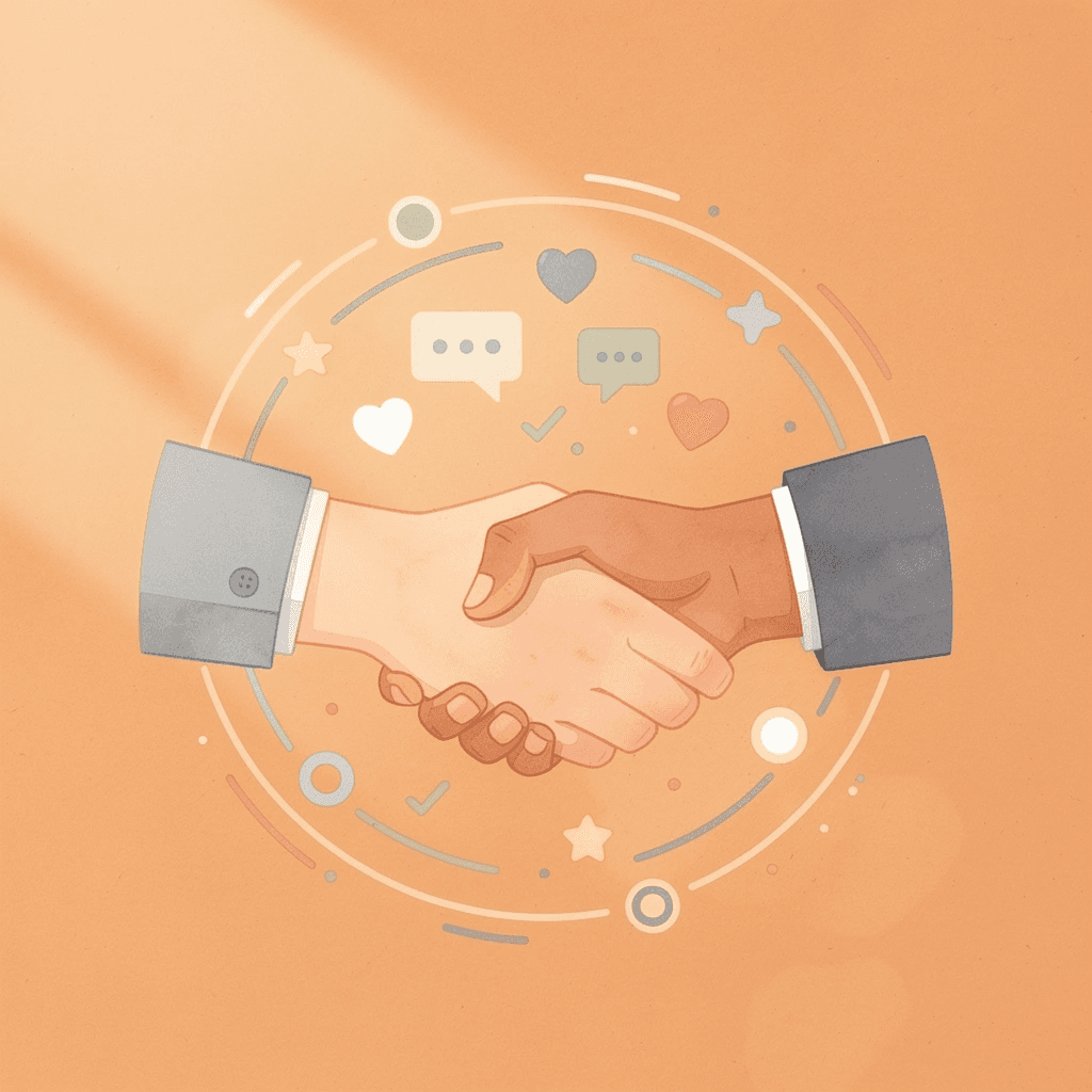 Handshake scene representing meaningful business connections and follow-ups