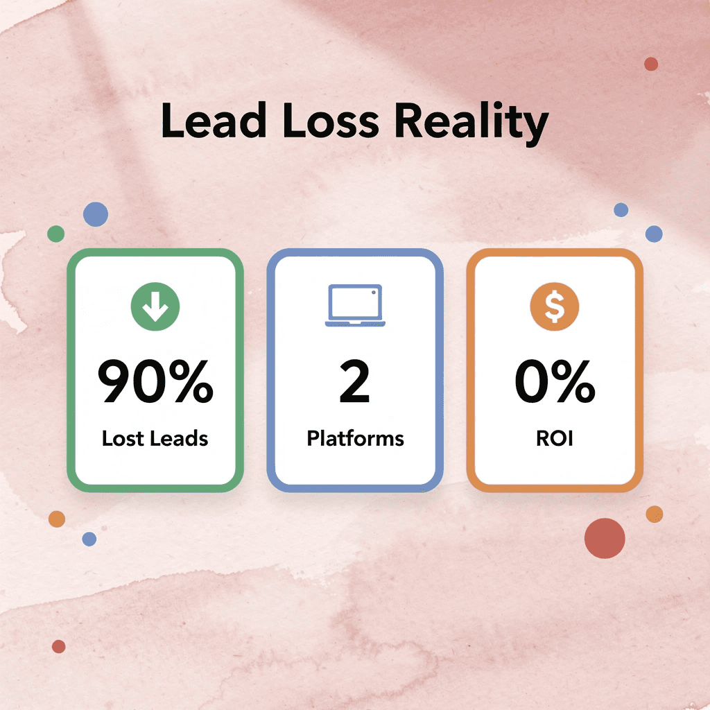 Statistics showing lead loss and platform comparison metrics - Popl vs Hihello