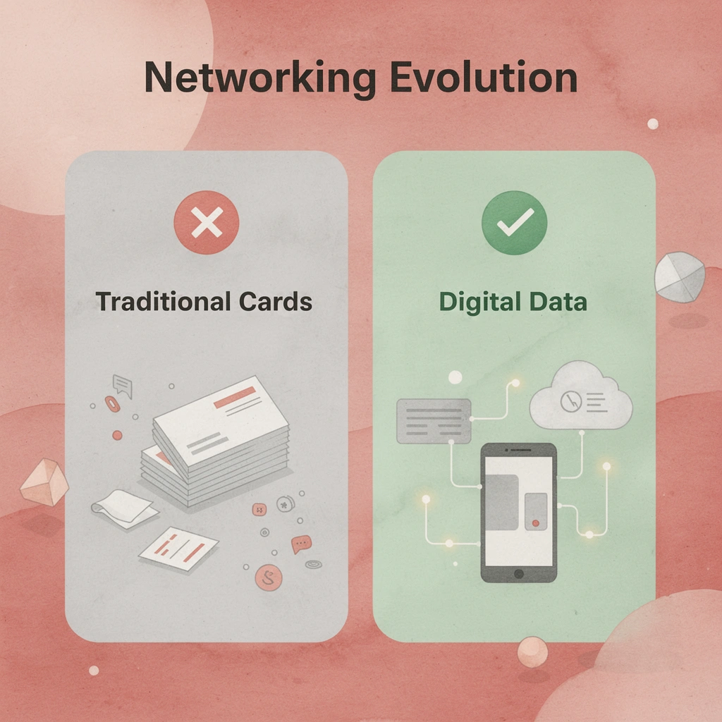 Before and after comparison showing evolution from traditional to digital networking