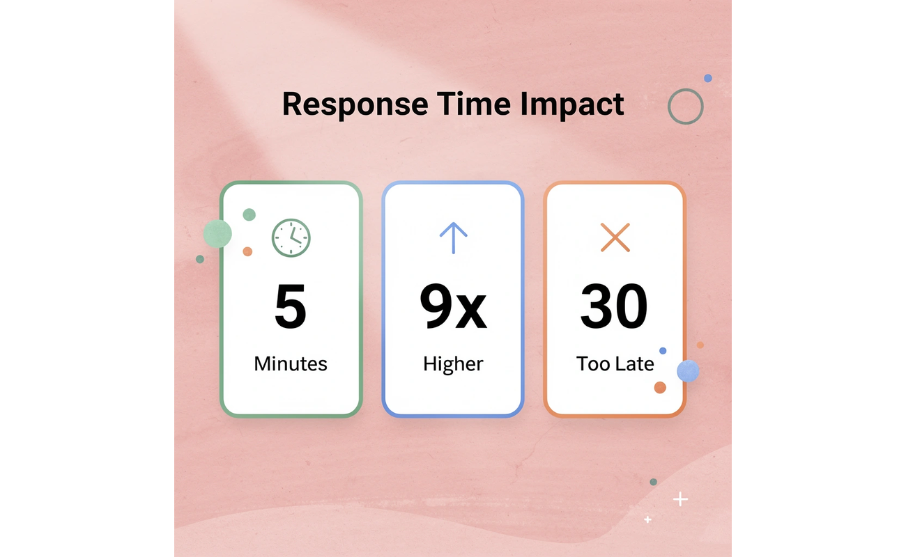 Statistics showing impact of 5-minute response time on lead conversion