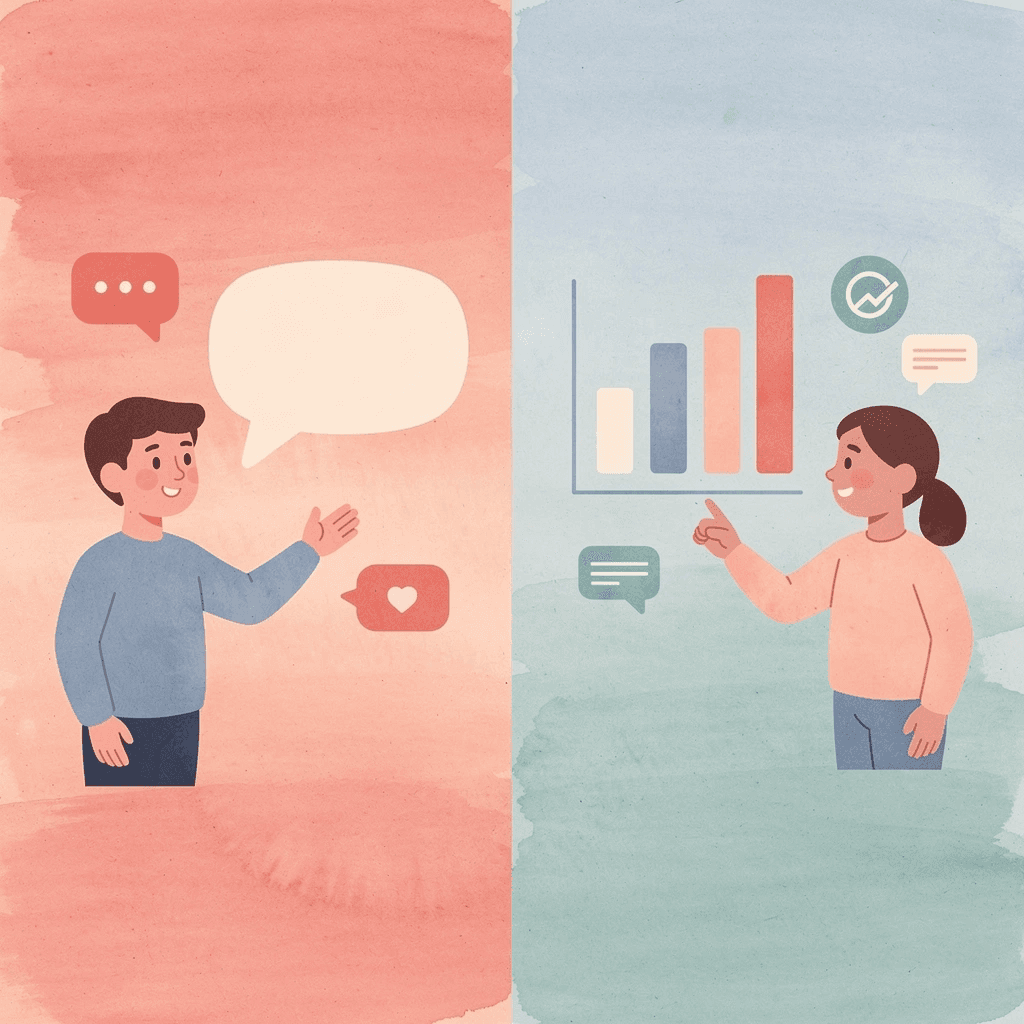 Split scene showing traditional networking vs meaningful relationship building
