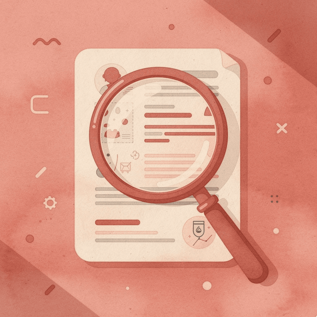Magnifying glass examining digital profile representing online research and judgment