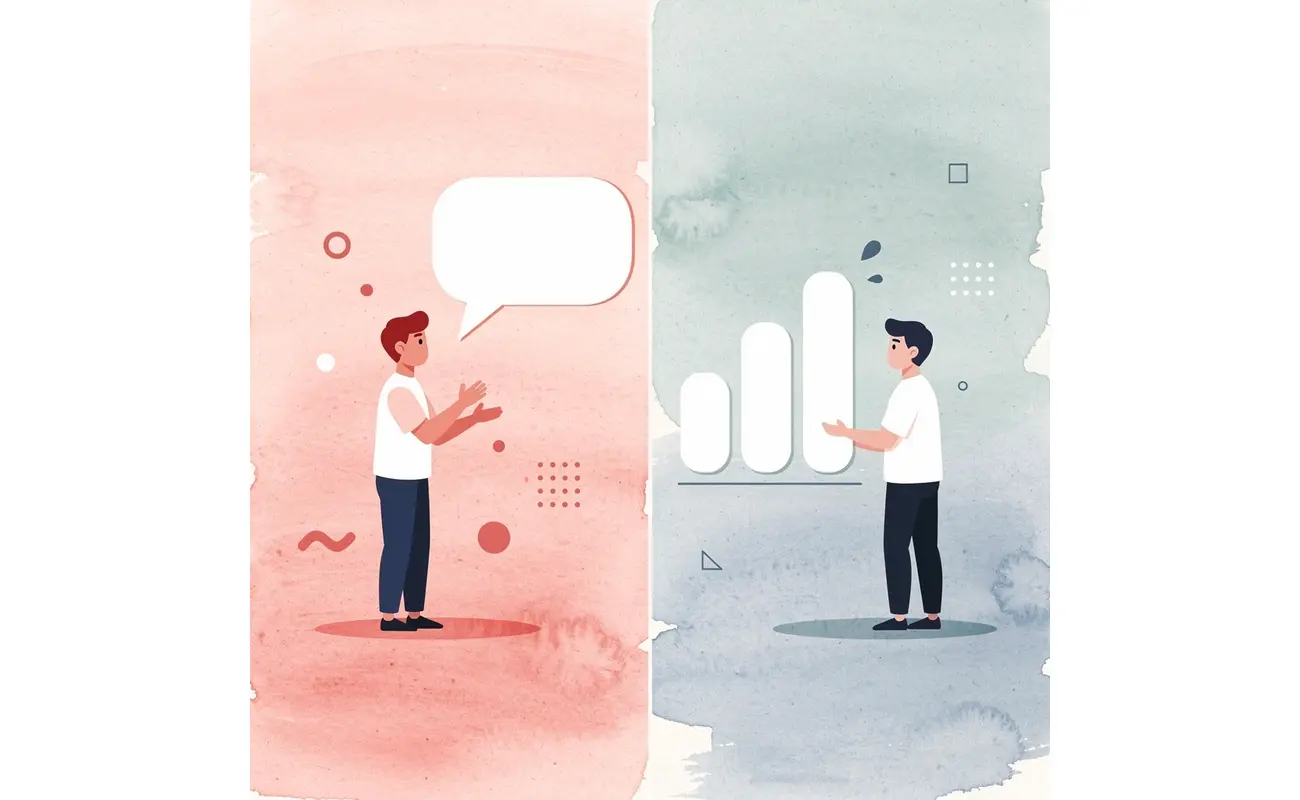 Split scene showing broadcasting versus engaging with the audience