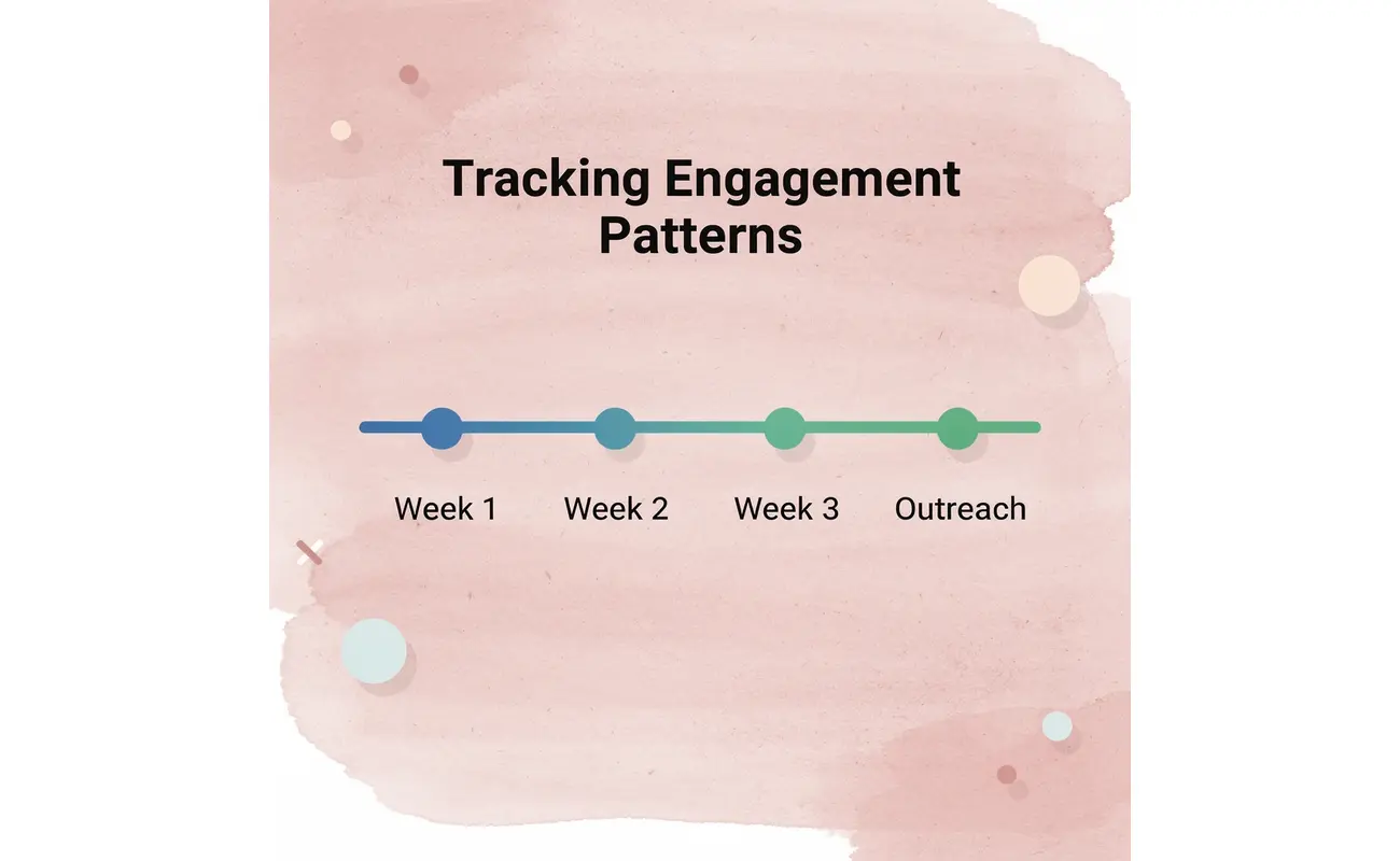 Timeline showing 3-week engagement tracking process