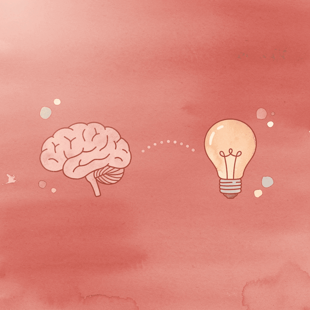 Icons showing traditional presentation connected to innovative lightbulb