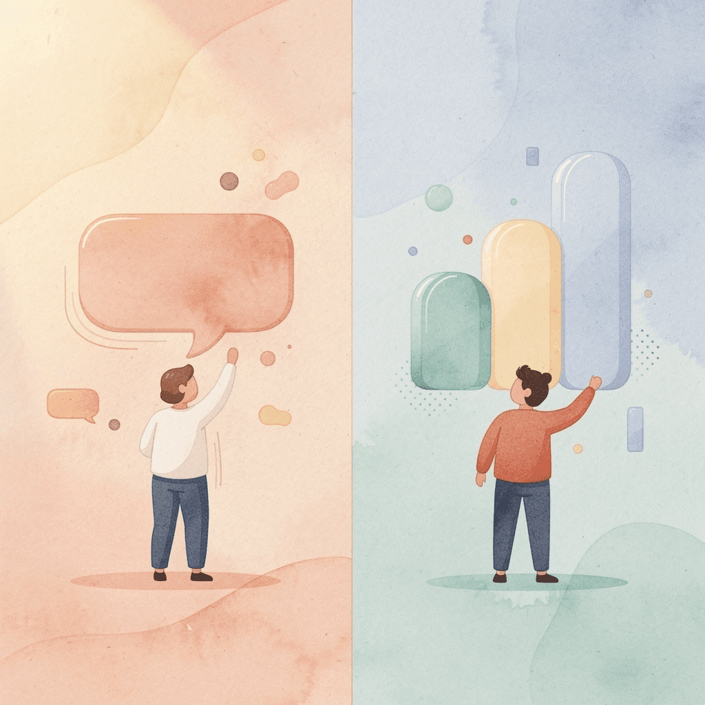 Split scene showing contrast between collecting contacts and meaningful follow-up