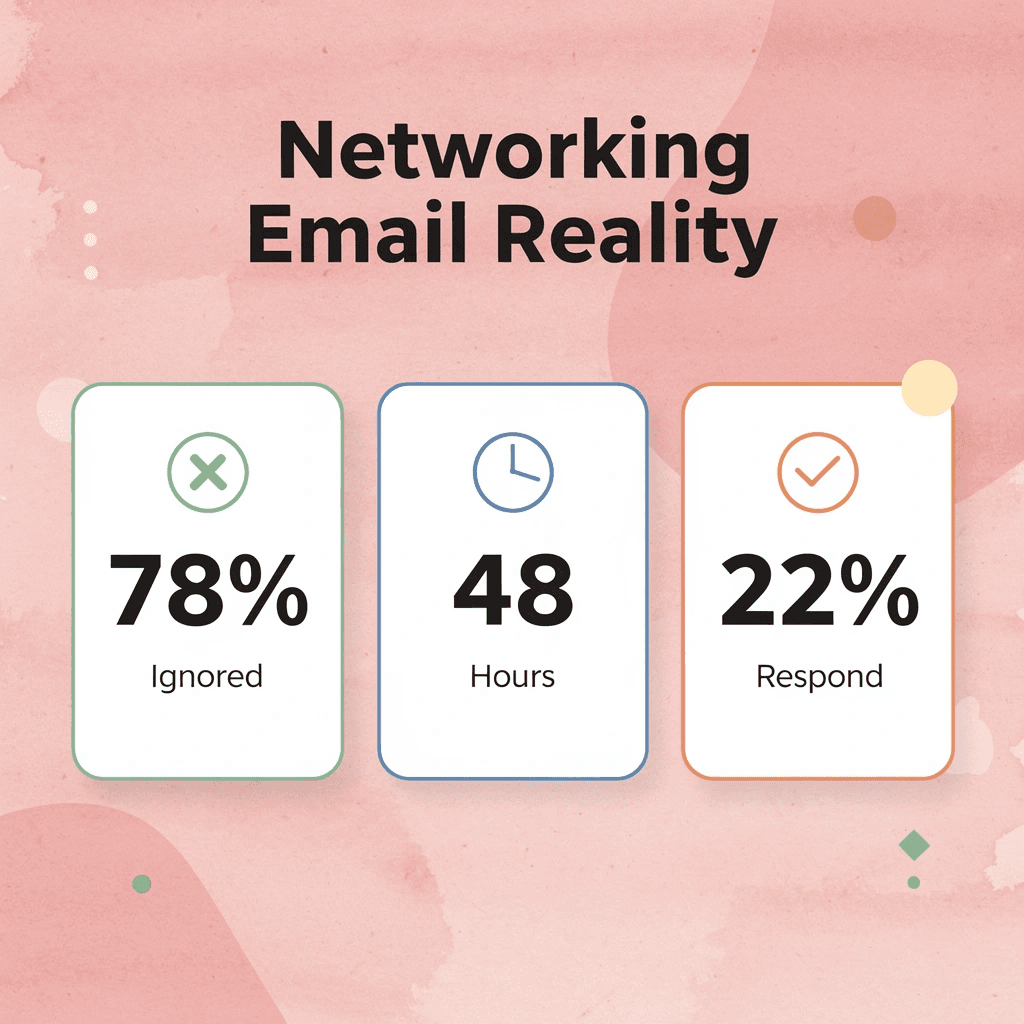 Statistics showing networking email response rates and timing - Networking Follow Up Email