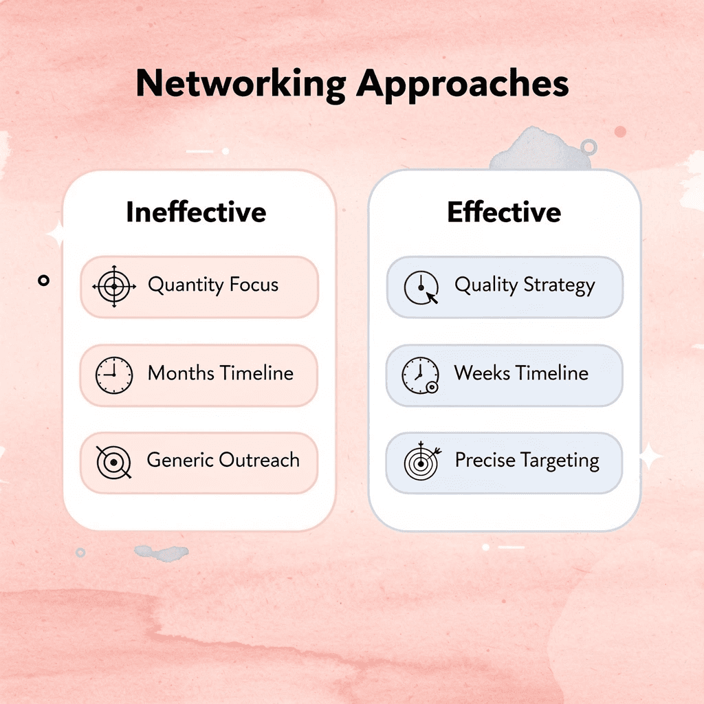 Comparison table showing ineffective versus effective networking approaches - Networking Tips for Small Business Owners