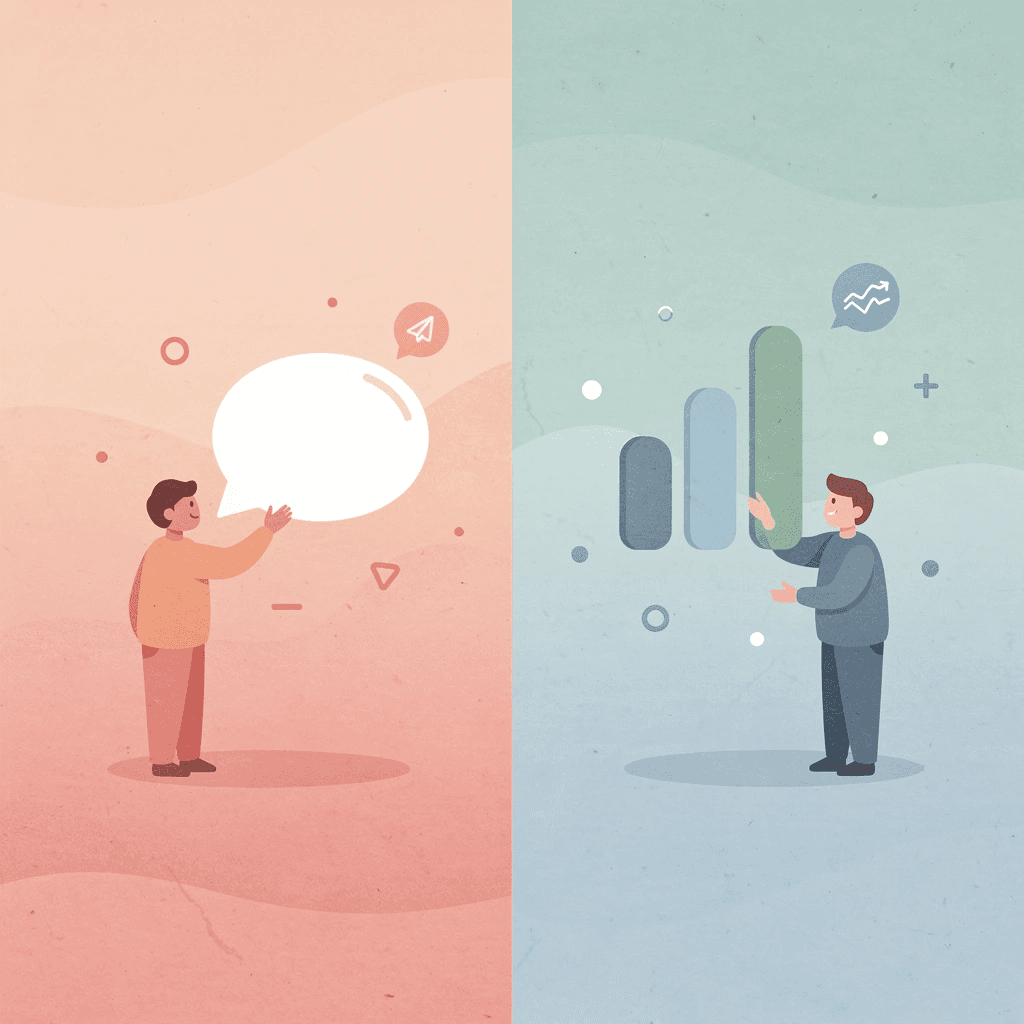 Split scene illustration contrasting scattered networking versus targeted networking approaches - Networking Tips for Small Business Owners