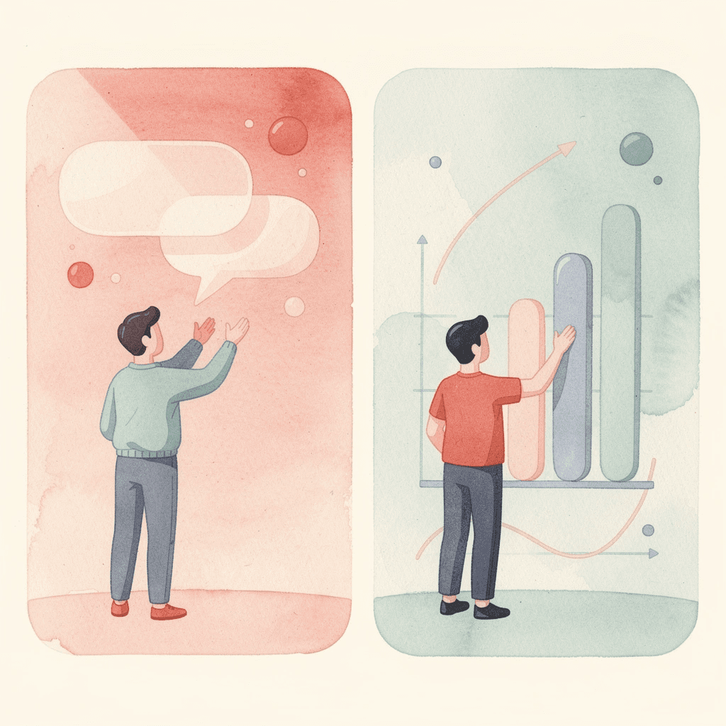 Split scene illustration comparing manual networking chaos versus systematic networking organization - Business Networking for Entrepreneurs