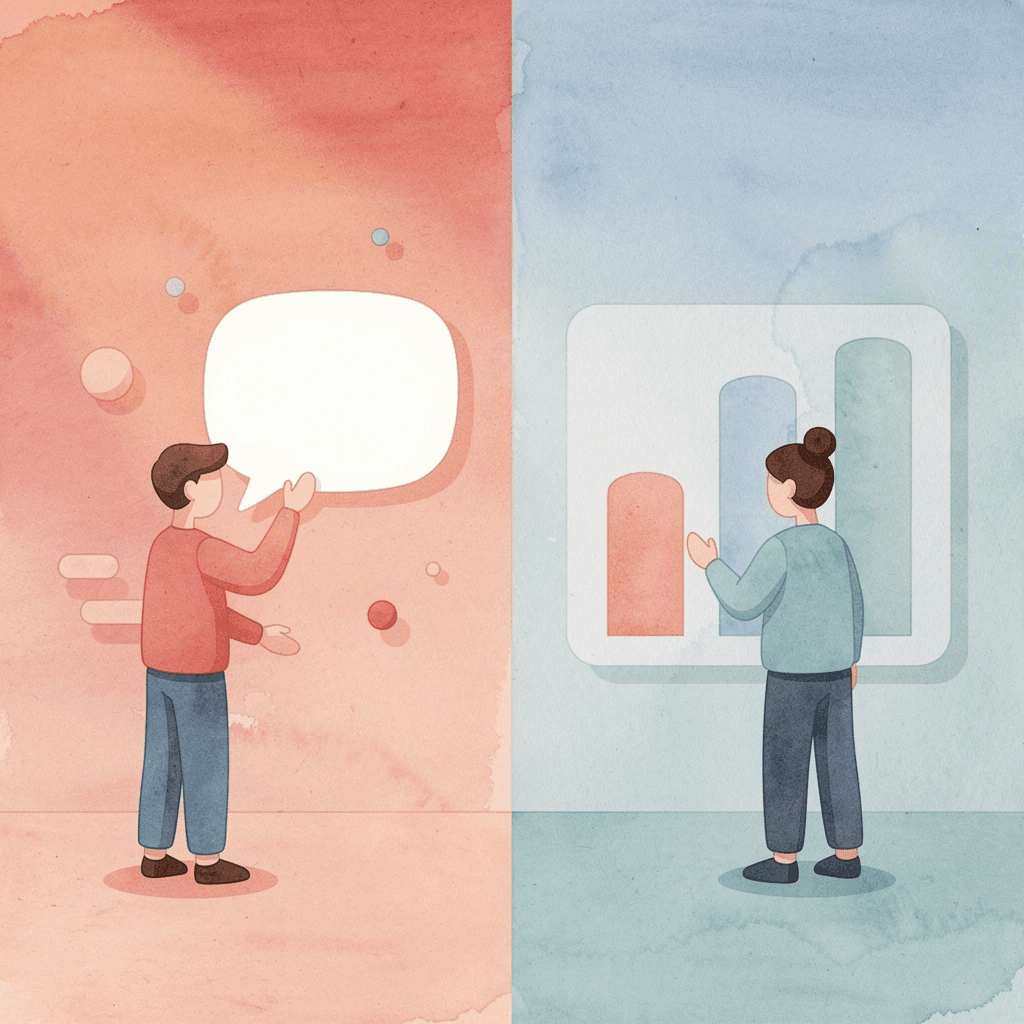 Split scene showing effective networking versus card collecting -  Business Networking for Entrepreneurs