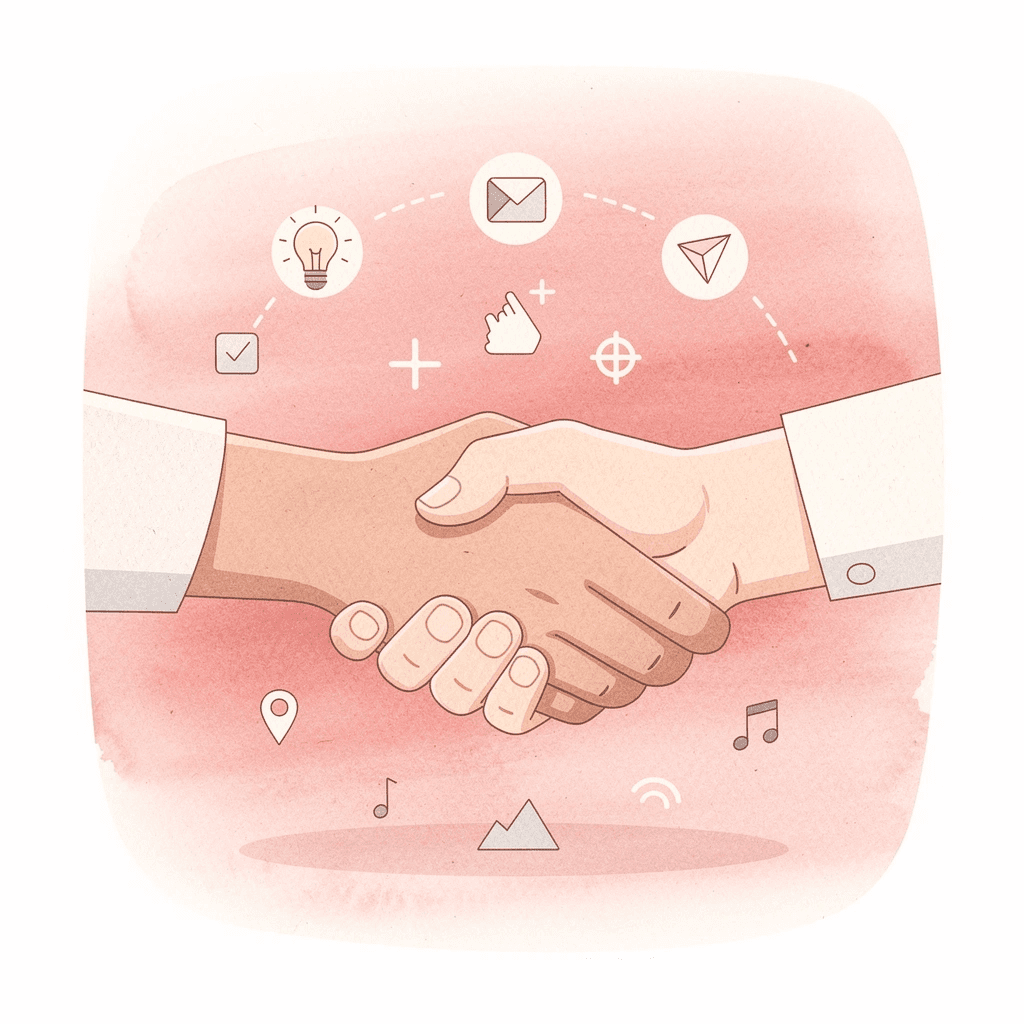 Two hands connecting with floating conversation icons representing meaningful networking interactions - Tips for Networking Events