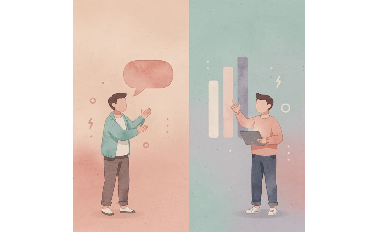 Split scene showing manual versus digital contact management approaches