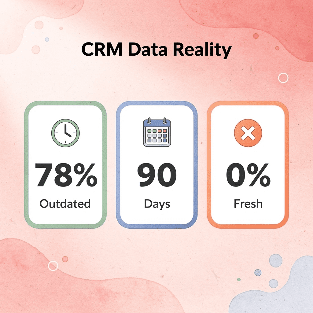 Statistics showing CRM data becomes outdated quickly