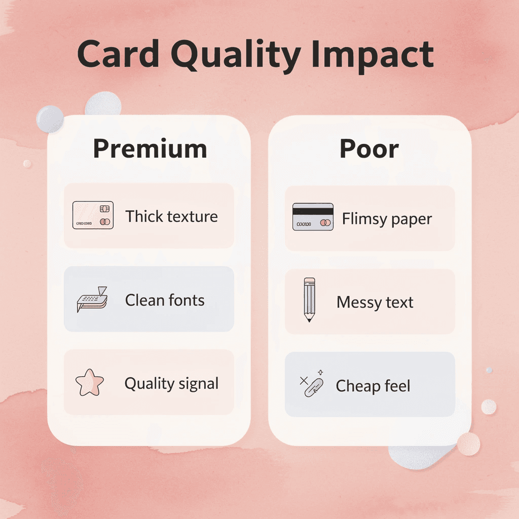 Comparison showing premium vs poor business card characteristics