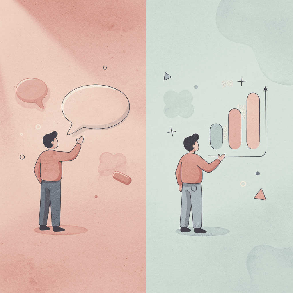Illustration comparing digital versus physical business card interactions