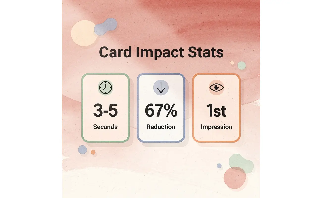 Statistics showing business card impact metrics