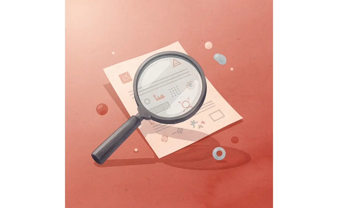 Magnifying glass examining a business card representing the clarity test