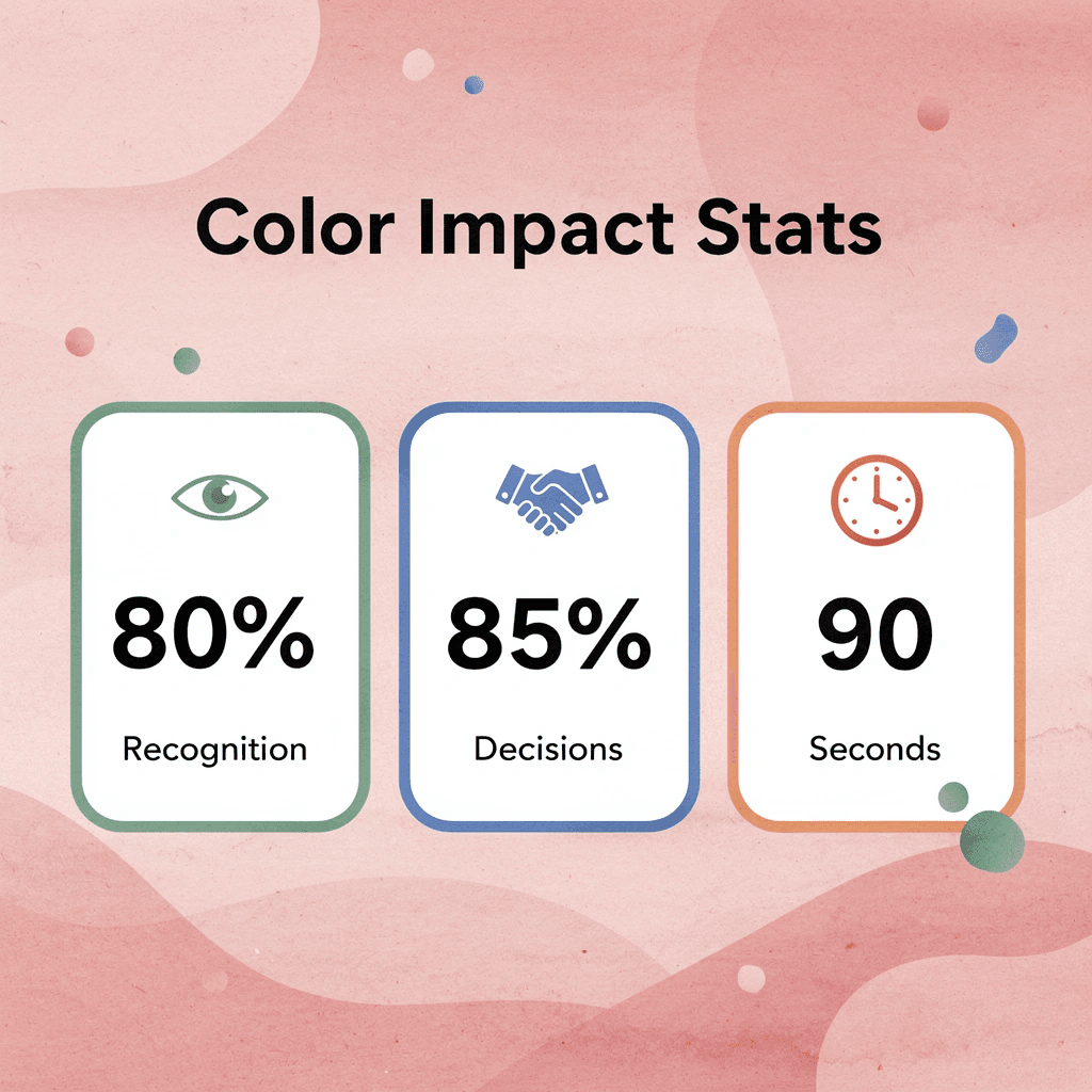 Statistics showing color impact on brand recognition and purchasing decisions