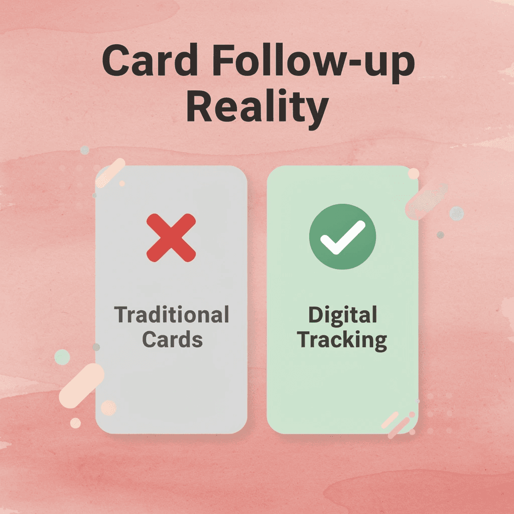 Before and after comparison of traditional vs digital business cards