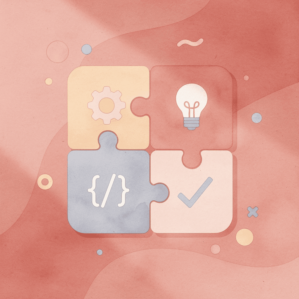 Puzzle pieces fitting together representing functional design elements