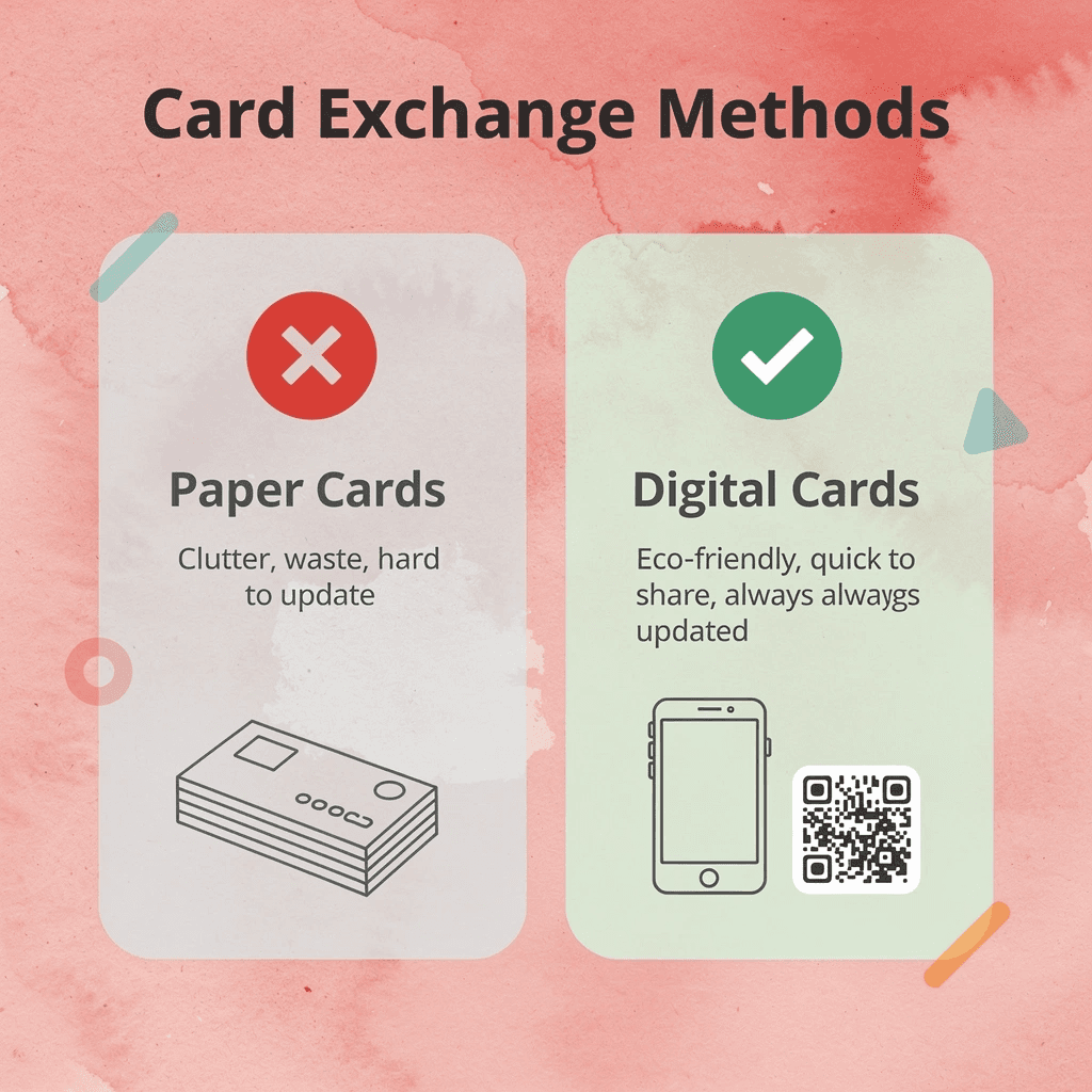 Comparison between traditional paper cards and digital business cards