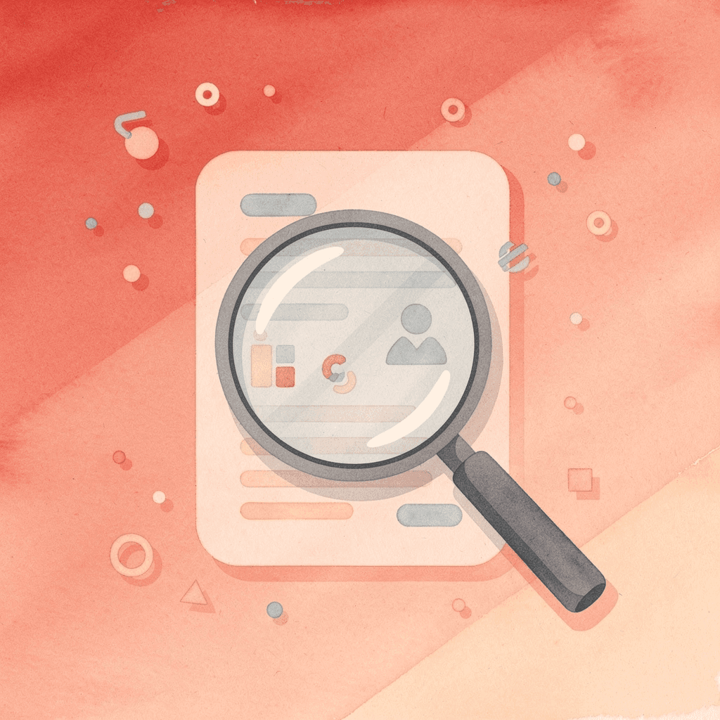 Magnifying glass examining business card quality details - Business Card Paper Weight