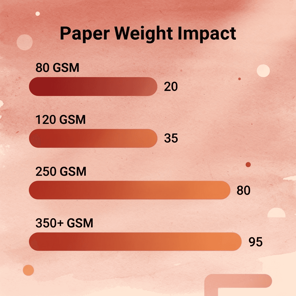 Bar chart showing professional impact by paper weight - Business Card Paper Weight