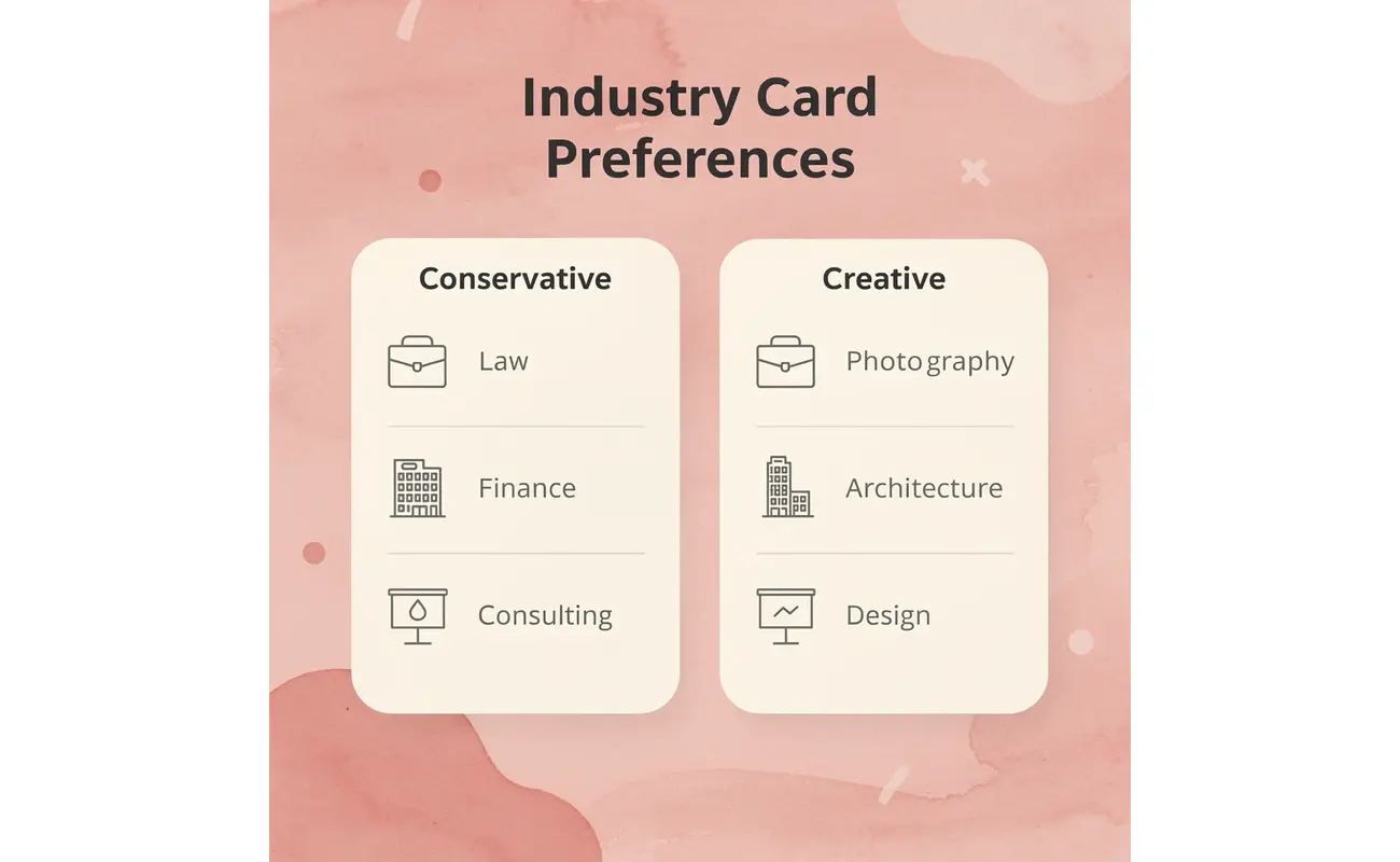 Comparison of conservative vs creative industry card preferences
