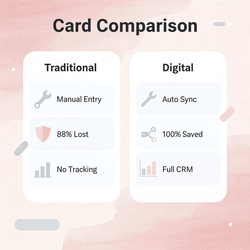 Comparison table between traditional and digital business cards