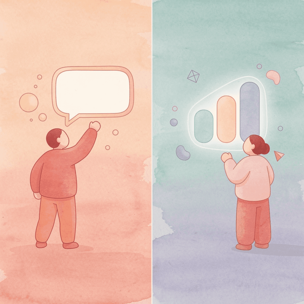 Split scene showing professional Instagram use versus traditional business card approach