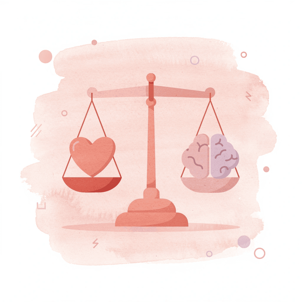 Balance scale showing design elements versus clarity