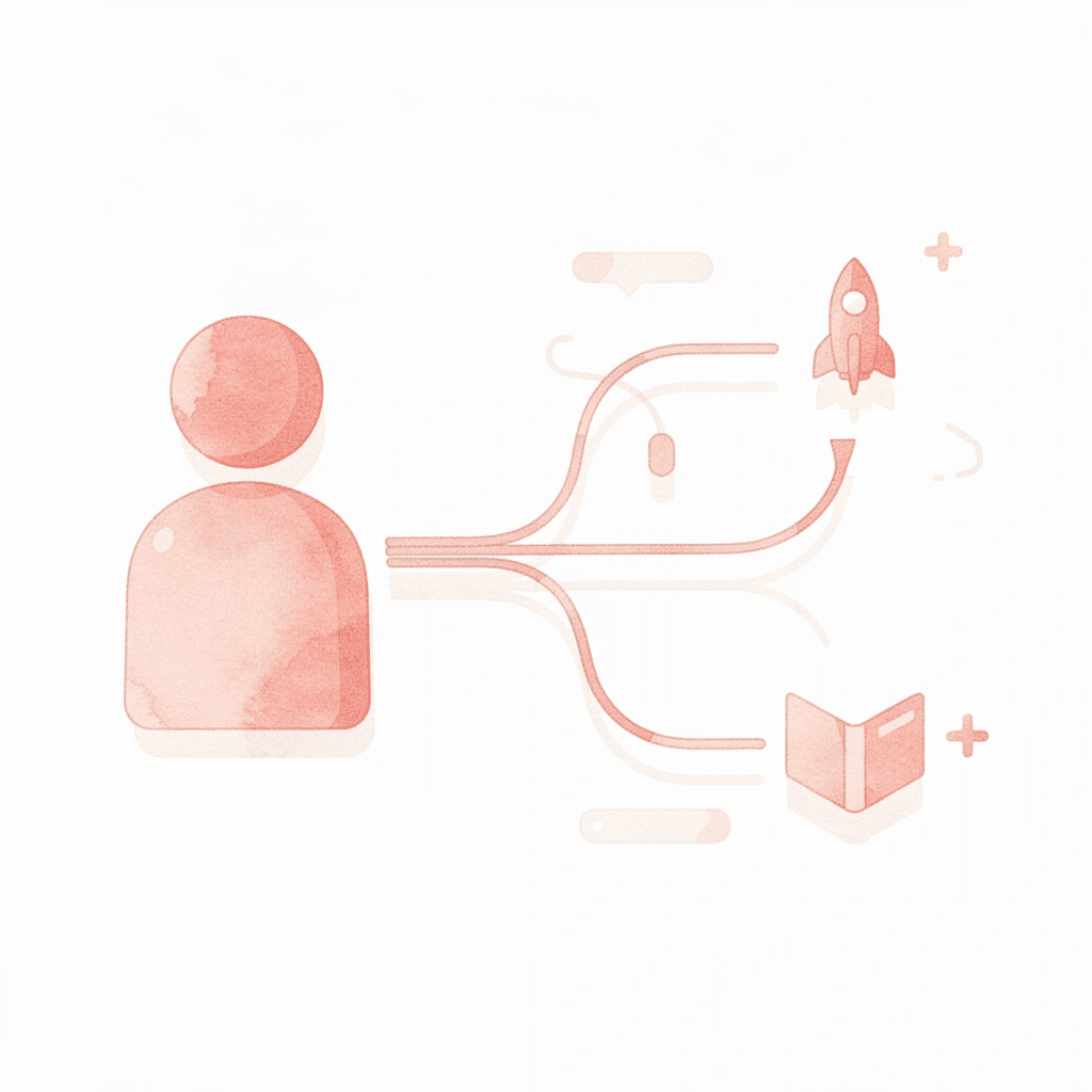 Icon showing dimensions splitting into two separate outcomes