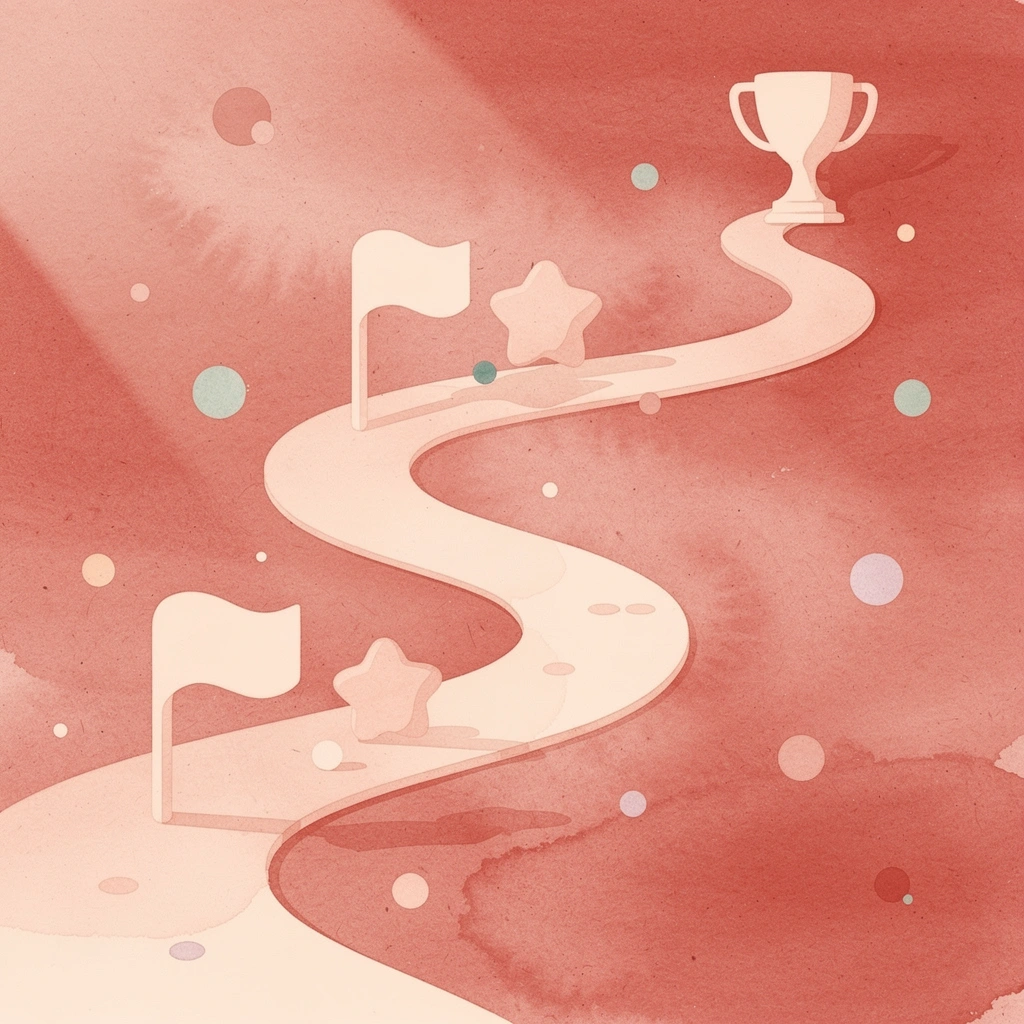 Scene showing a winding path from a business card handoff to a late-night plumbing emergency, illustrating the memory gap