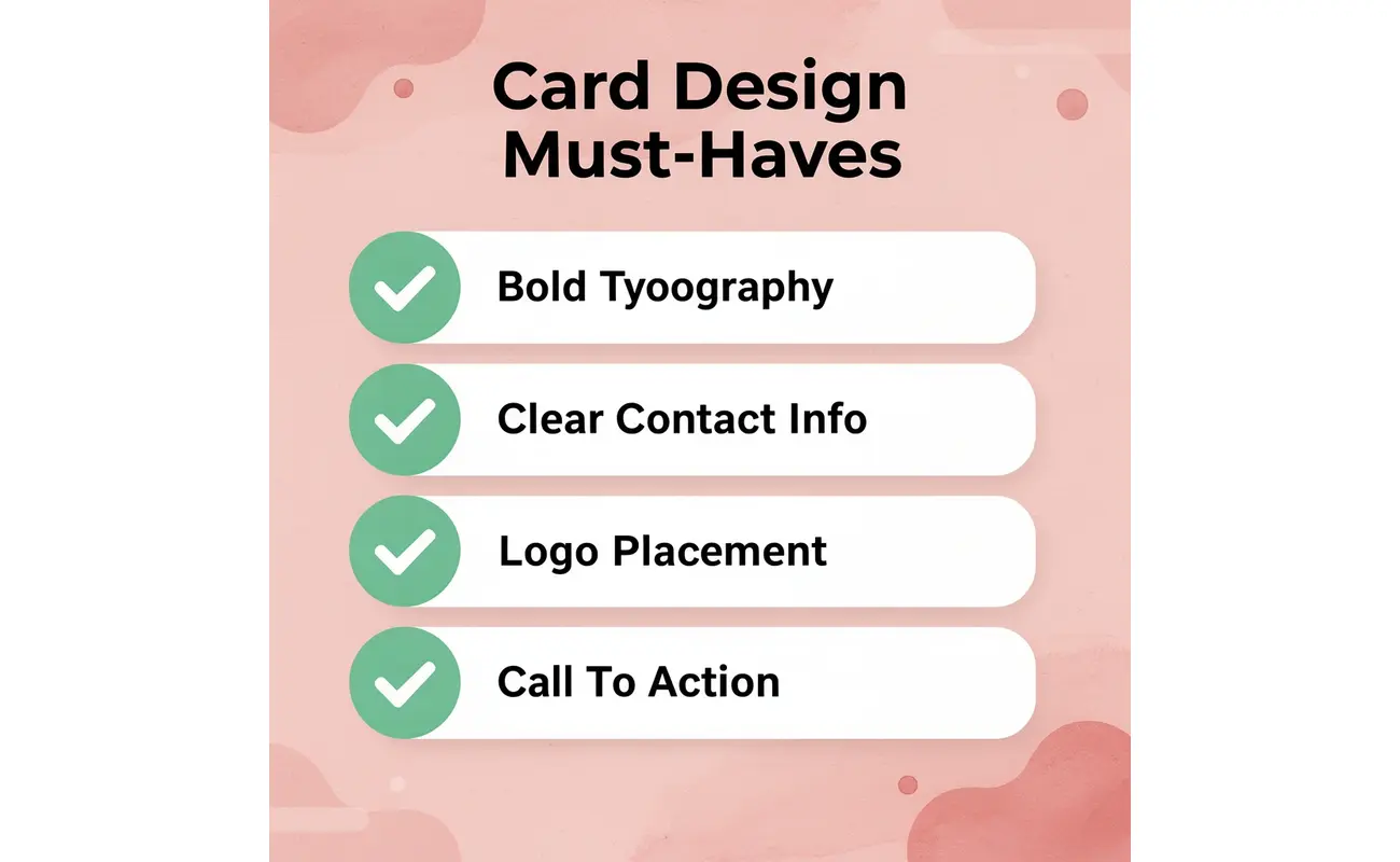 Checklist infographic of essential HVAC business card design elements