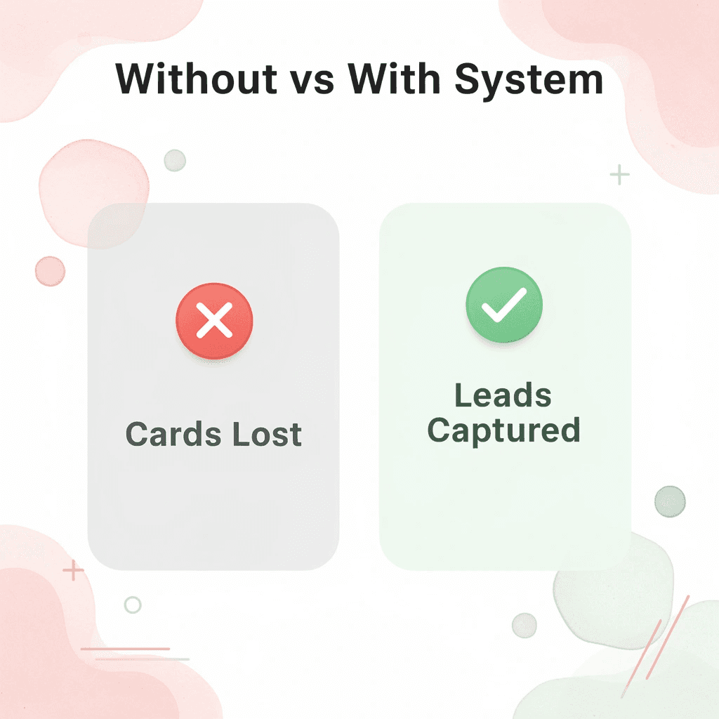 Before and after infographic showing lost cards versus captured leads
