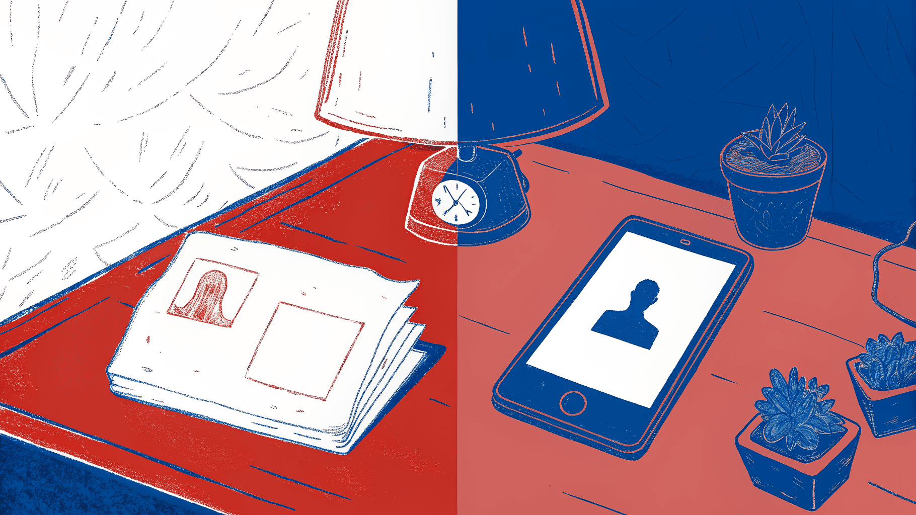 Paper business card decaying on nightstand versus digital card instantly syncing to CRM