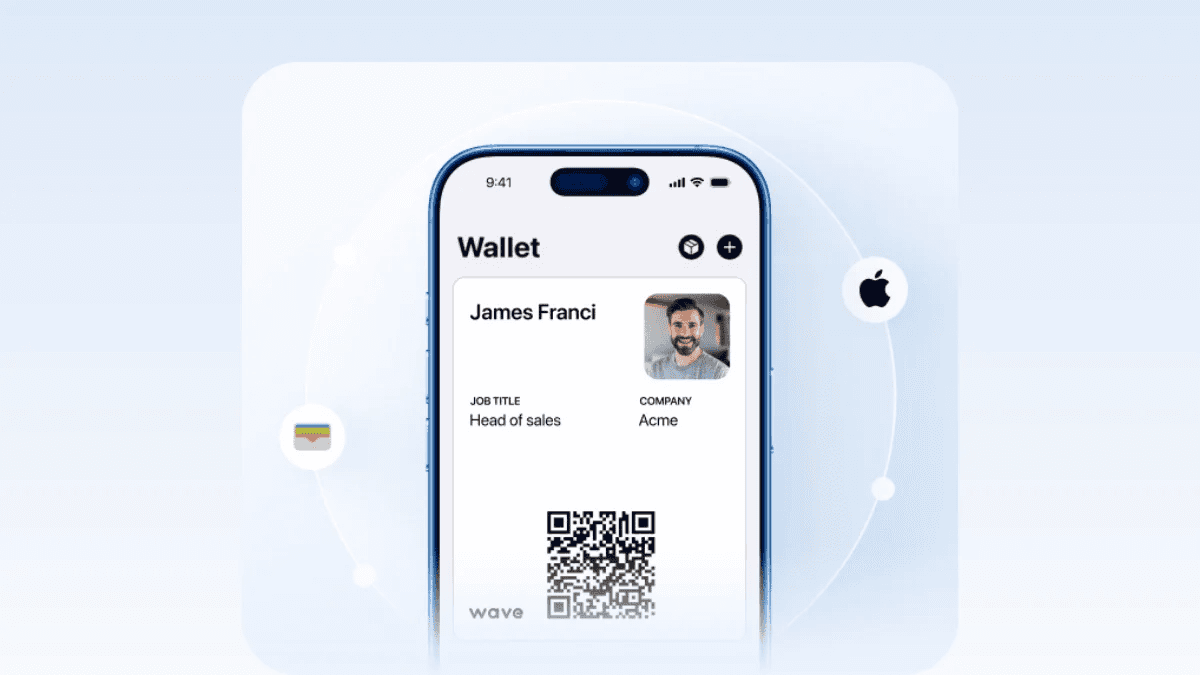 Digital business card on smartphone screen - apple wallet business card