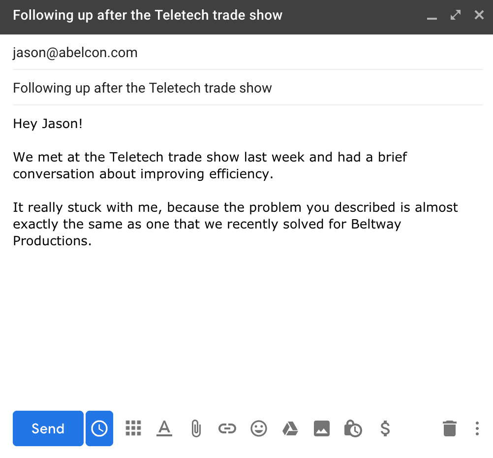 Trade Show Follow Up Best Practices - personalize every first email