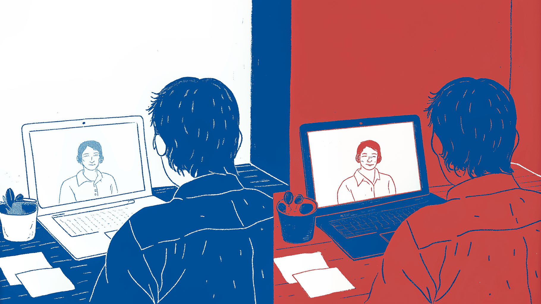 Sales rep's polished video call contrasted with empty CRM and lost contact notes