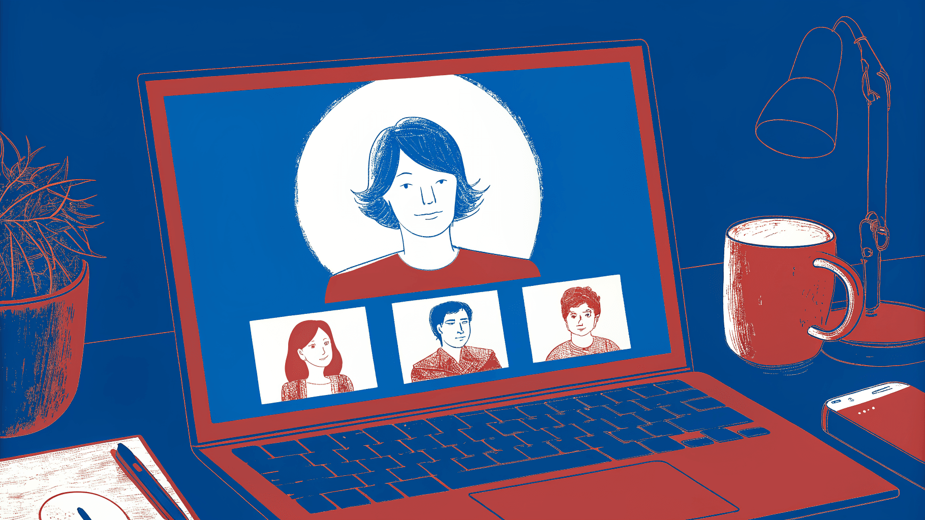 Sales professional's video call tile spotlit for strong first impression on virtual conference