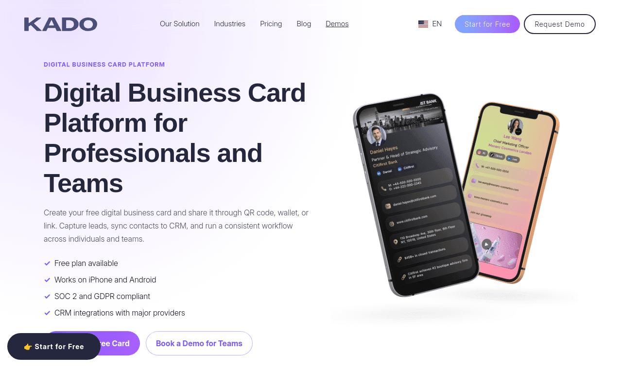 best digital business cards - kado network relationship intelligence
