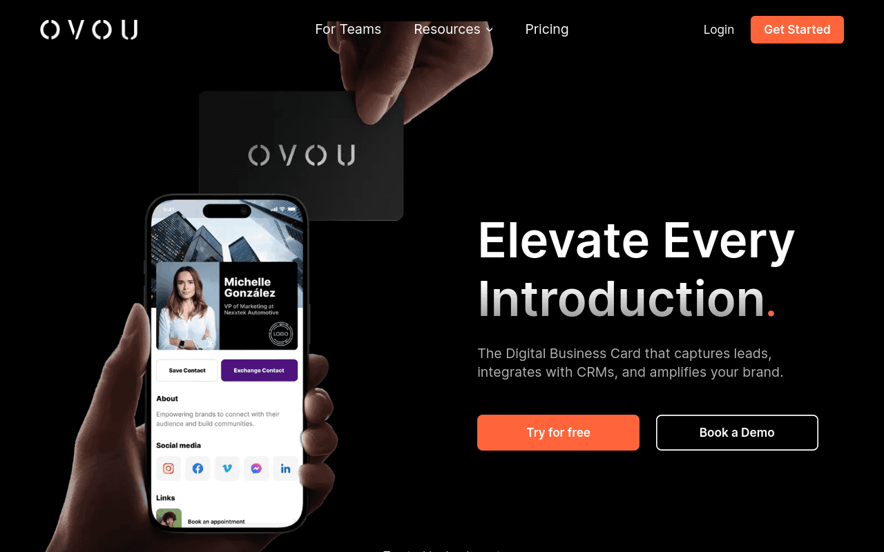 best digital business cards - ovou hospitality service industry