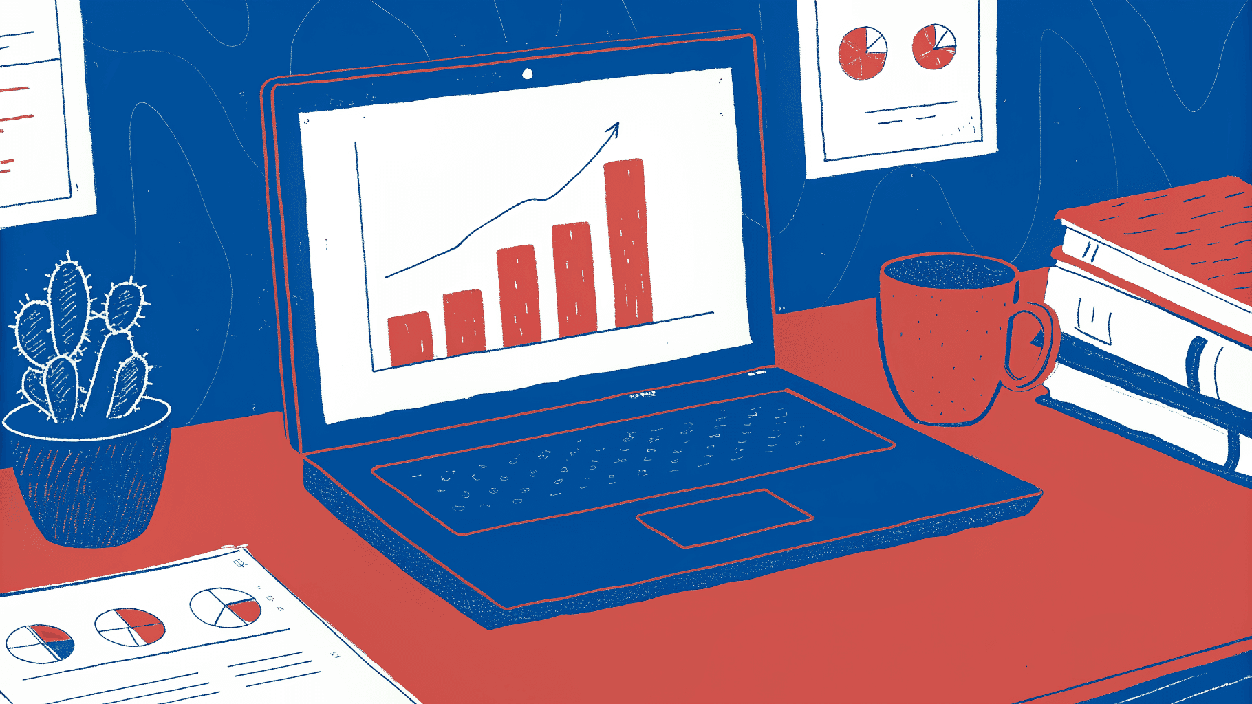 Sales director's desk with laptop dashboard showing understated event ROI gap and uncaptured leads